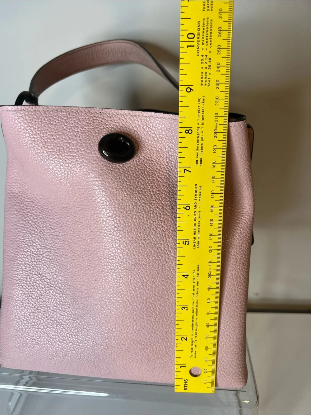 Coach Pink Pebbled Leather Shoulder Bag with Black Trim